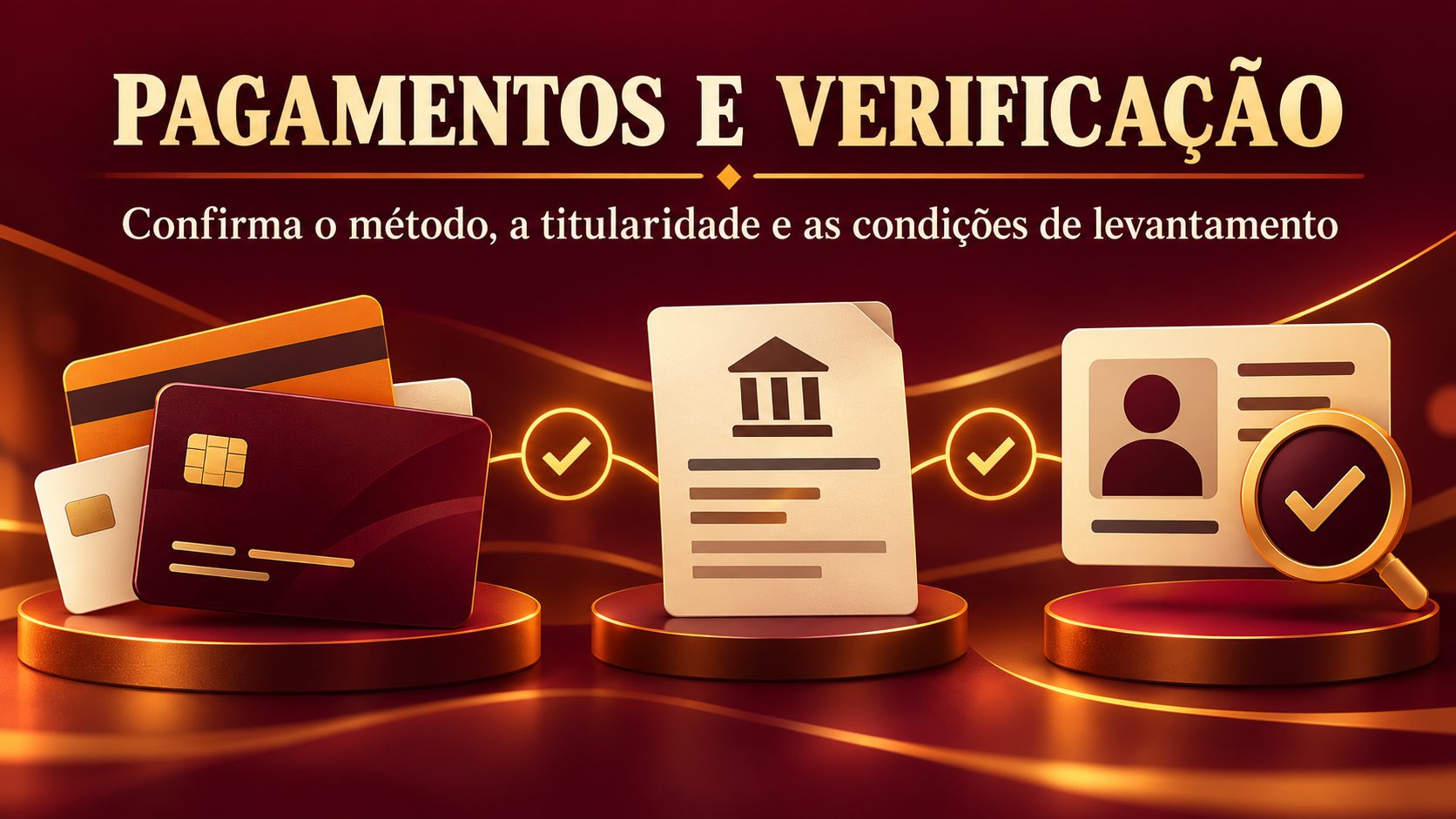 Ilustração editorial sobre pagamento, verificação de titularidade e levantamento